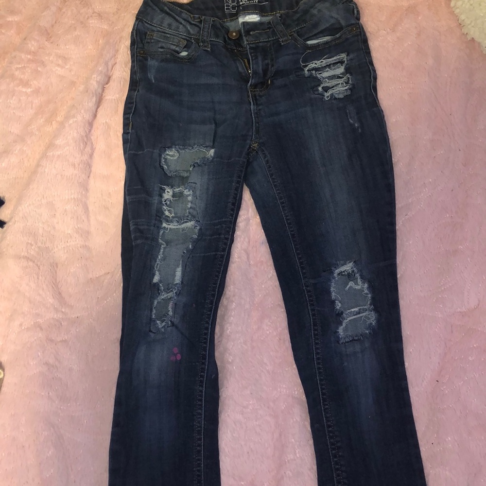 NO BO mid rise ripped skinny jeans